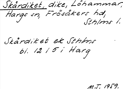 Bild på arkivkortet för arkivposten Skårdiket