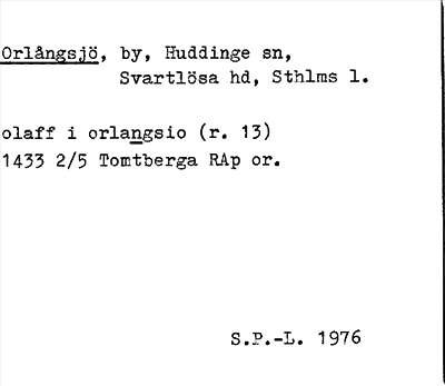 Bild på arkivkortet för arkivposten Orlångsjö