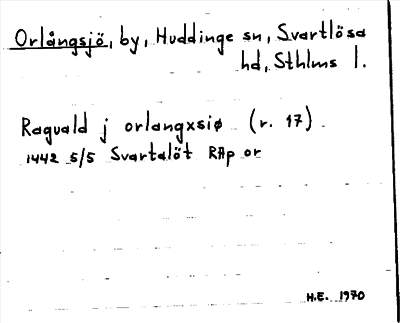 Bild på arkivkortet för arkivposten Orlångsjö