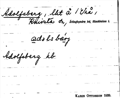 Bild på arkivkortet för arkivposten Adolfsberg
