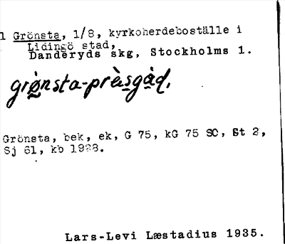 Bild på arkivkortet för arkivposten Grönsta