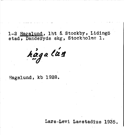 Bild på arkivkortet för arkivposten Hagalund