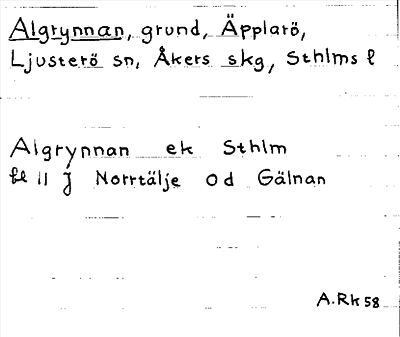 Bild på arkivkortet för arkivposten Algrynnan
