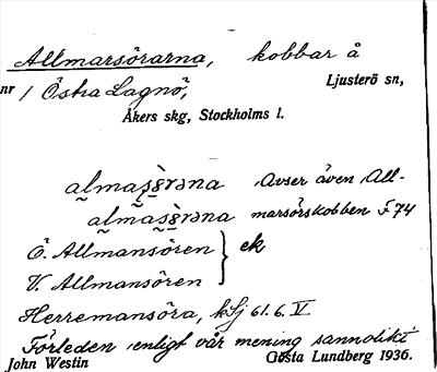 Bild på arkivkortet för arkivposten Allmarsörarna