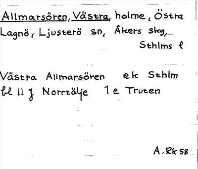 Bild på arkivkortet för arkivposten Allmarsören, Västra