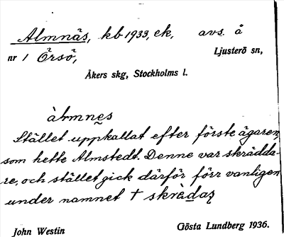 Bild på arkivkortet för arkivposten Almnäs
