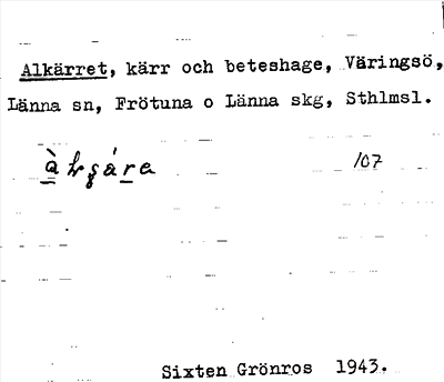 Bild på arkivkortet för arkivposten Alkärret