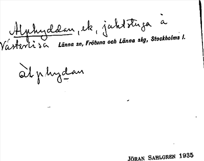 Bild på arkivkortet för arkivposten Alphyddan