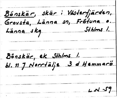 Bild på arkivkortet för arkivposten Bönskär