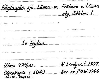 Bild på arkivkortet för arkivposten Fäglasjön, se Feglan