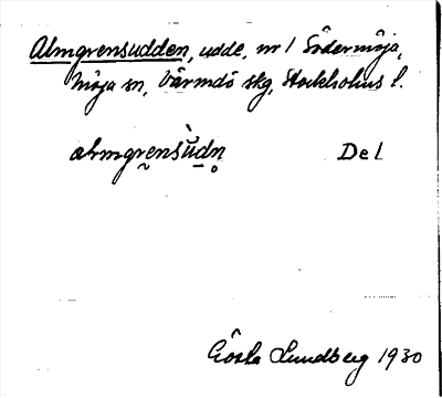 Bild på arkivkortet för arkivposten Almgrensudden