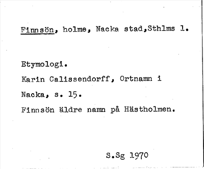 Bild på arkivkortet för arkivposten Finnsön