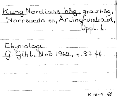 Bild på arkivkortet för arkivposten Kung Nordians hög