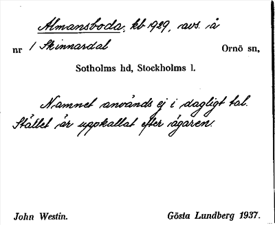 Bild på arkivkortet för arkivposten Almansboda