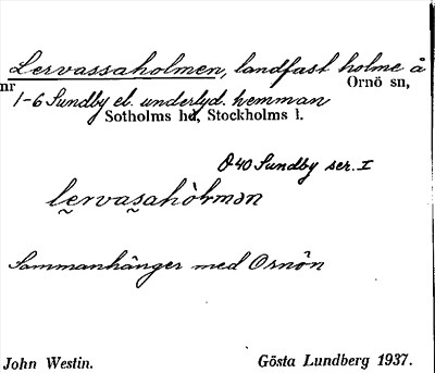 Bild på arkivkortet för arkivposten Lervassaholmen