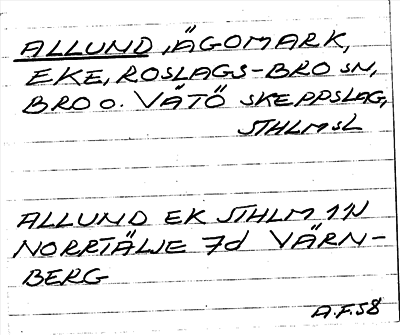 Bild på arkivkortet för arkivposten Allund