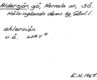 Bild på arkivkortet för arkivposten Aldersjön