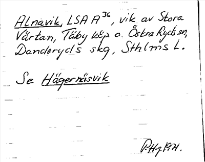 Bild på arkivkortet för arkivposten Alnavik, se Hägernäsvik
