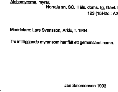 Bild på arkivkortet för arkivposten Alebomyrorna