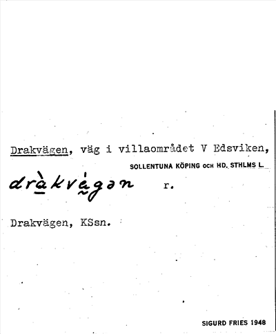 Bild på arkivkortet för arkivposten Drakvägen