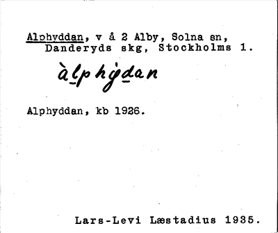 Bild på arkivkortet för arkivposten Alphyddan