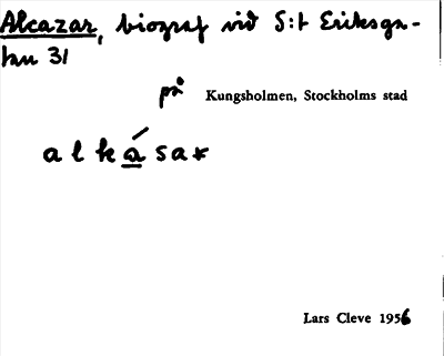 Bild på arkivkortet för arkivposten Alcazar