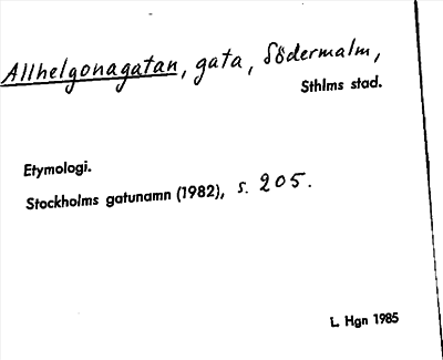 Bild på arkivkortet för arkivposten Allhelgonagatan