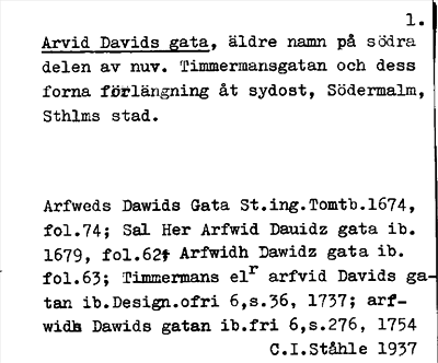 Bild på arkivkortet för arkivposten Arvid Davids gata