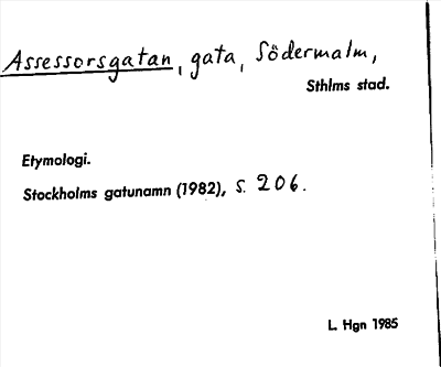 Bild på arkivkortet för arkivposten Assessorsgatan