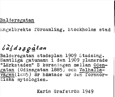 Bild på arkivkortet för arkivposten Baldersgatan