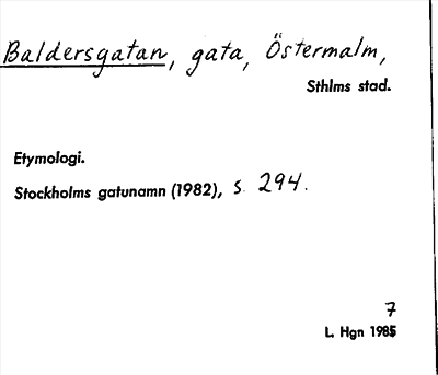 Bild på arkivkortet för arkivposten Baldersgatan