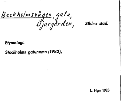 Bild på arkivkortet för arkivposten Beckholmsvägen