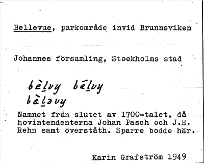 Bild på arkivkortet för arkivposten Bellevue