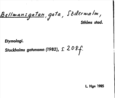 Bild på arkivkortet för arkivposten Bellmansgatan
