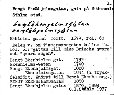 Bild på arkivkortet för arkivposten Bengt Ekenhjelmsgatan