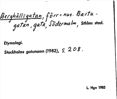 Bild på arkivkortet för arkivposten Berghällsgatan