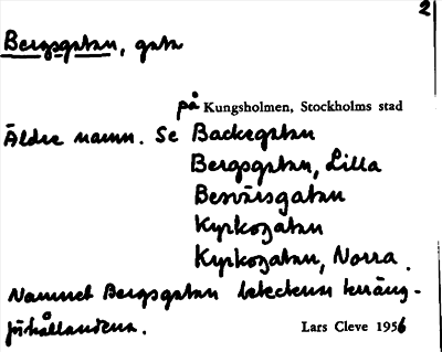 Bild på arkivkortet för arkivposten Bergsgatan