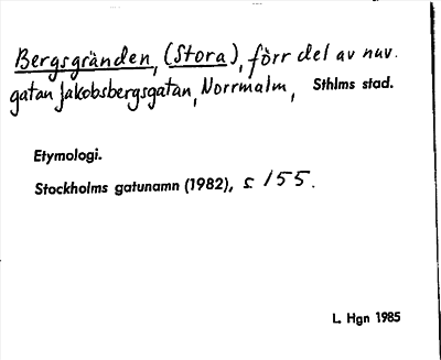 Bild på arkivkortet för arkivposten Bergsgränden, (Stora)