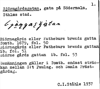 Bild på arkivkortet för arkivposten Björngårdsgatan