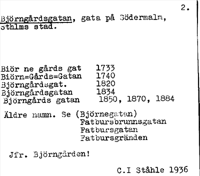 Bild på arkivkortet för arkivposten Björngårdsgatan