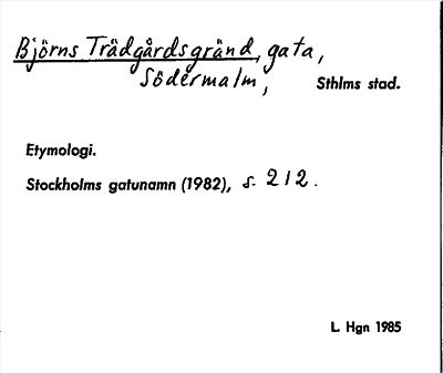 Bild på arkivkortet för arkivposten Björns Trädgårdsgränd