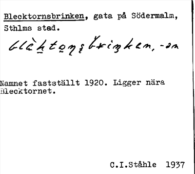 Bild på arkivkortet för arkivposten Blecktornsbrinken