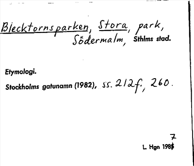 Bild på arkivkortet för arkivposten Blecktornsparken, Stora