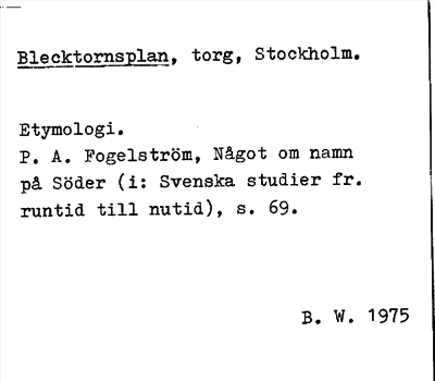 Bild på arkivkortet för arkivposten Blecktornsplan