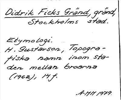 Bild på arkivkortet för arkivposten Didrik Ficks Gränd