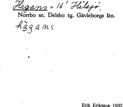 Bild på arkivkortet för arkivposten Hagans