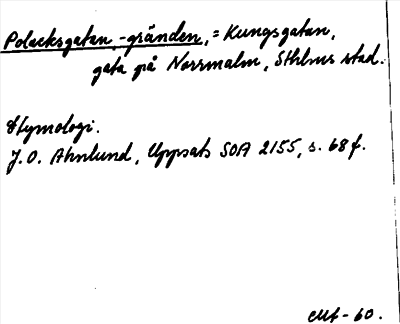 Bild på arkivkortet för arkivposten Polacksgatan, Polacksgränden