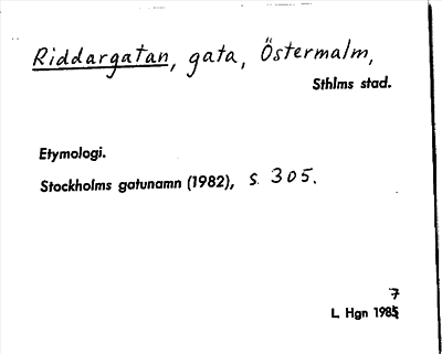 Bild på arkivkortet för arkivposten Riddargatan
