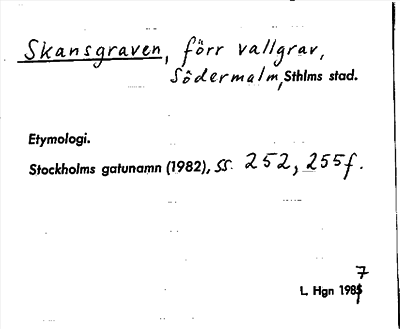 Bild på arkivkortet för arkivposten Skansgraven