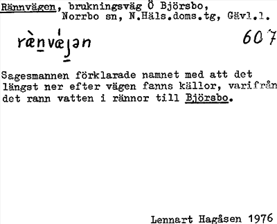 Bild på arkivkortet för arkivposten Rännvägen